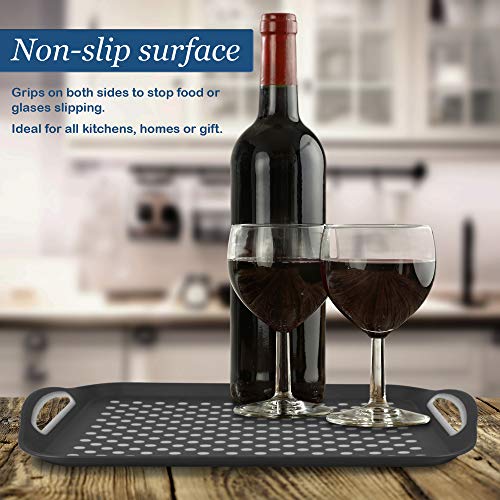 Food Trays for Eating on Couch - 2 Pack - Non Slip Dinner Trays for Eating Set of 2 Non Slip Serving Tray and Food Tray with Handles (Black & White) - color: Black and White - 2 Pack