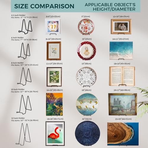 Plate Holder Easel Display Stand - 4.5 inch Metal Plate Stands for Display - Tabletop Picture Stand - Black Iron Easels for Display Pictures | Photo Frames | Book | Decorative Plates | Plaque - 1 Pack