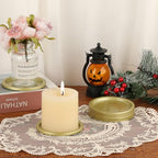 OwnMy 6PCS Iron Candle Holders for Pillar Candles, 3 Inch Metal Pillar Candle Plates and Trays, Small Round Tealight Holders Elegant Candle Stands Bases for Wedding Dining Table Centerpieces, Gold - color: Gold-6pcs