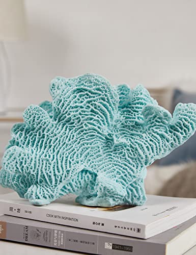 HAUCOZE Coral Decor Ocean Sculpture Statue Modern Home Art Table Centerpiece Gift for Living Room Bookshelf Polyresin 9.4 Inch