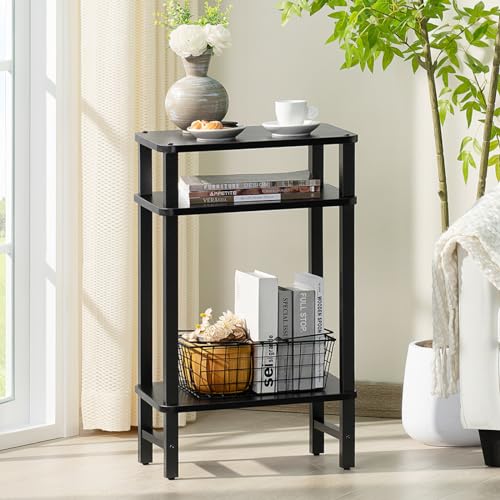 YUFAM Side Table End Table Tall Night Stand 3-Tier for Living Room Bedroom Bathroom Office Furniture Black - color: Black, size: 3 Tier