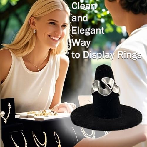 Black Velvet Ring Display Stand, 10PCS Ring Holder and Organizer, Jewelry Display Stand for Storage