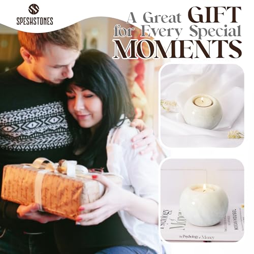 Marble Tealight Candle Holder 3.5 Inch White Gifts, Stone Holders for Votive Candles & Small Tea Lights Set of 2 for Birthday, Wedding Decorations - size: 3.5 inches