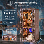 MiniCity Book Nook Kit - Industrial Space 3D Miniature Sci-Fi Scene with LED Lights, 340 Pcs DIY Assembly for Bookshelf Decor (Aerospace Foundry) - style: Aerospace Foundry