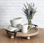 Kate and Laurel Bruillet Round Wooden Footed Tray with Handles, 15 inch Diameter, Rustic Finish - color: Natural
