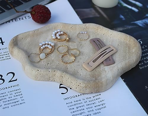 Natural Travertine Tray Cloud Shape, Jewelry Dish Trinket Dish, Key Tray for Women Gift Home Décor - color: Beige Travertine