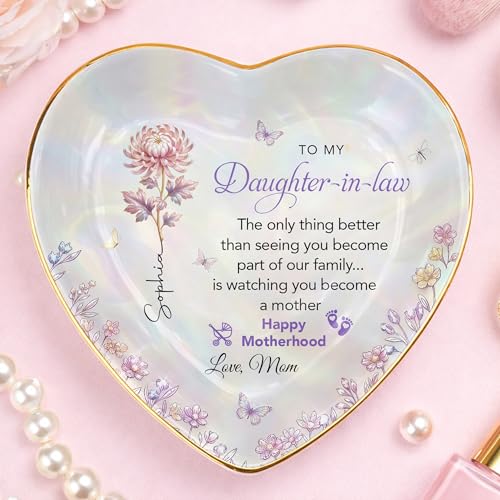 Daughter in Law Gifts Heart Shape Jewelry Dish, Jewelry Tray Gift from Mother-in-law, “The Only Thing Better… Is Watching You Become a Mother” Sentimental Motherhood Keepsake - color: Daughter In Law 128