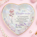 Daughter in Law Gifts Heart Shape Jewelry Dish, Jewelry Tray Gift from Mother-in-law, “The Only Thing Better… Is Watching You Become a Mother” Sentimental Motherhood Keepsake - color: Daughter In Law 128