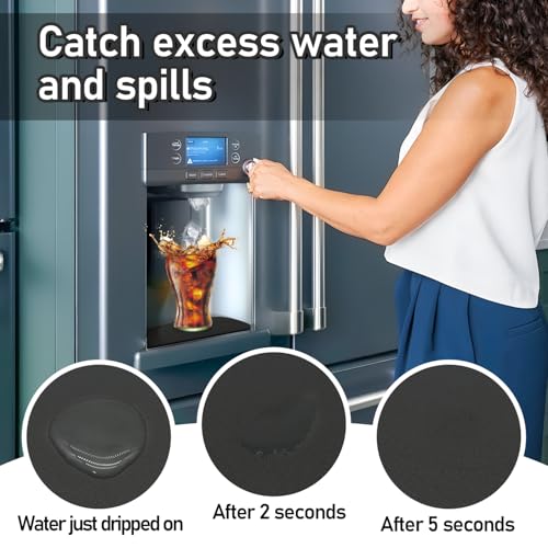 LOPNUR Refrigerator Drip Tray Catcher 2 Pack - 8.3"x3.1" Cuttable Refrigerator Mats Hide Stains, Fridge Ice Water Dispenser Absorbent Mat for Samsung Whirlpool GE, Fridge Drip Pad (Trapezoid, Black) - color: Black, size: Trapezoid - 8.3"x3.1"