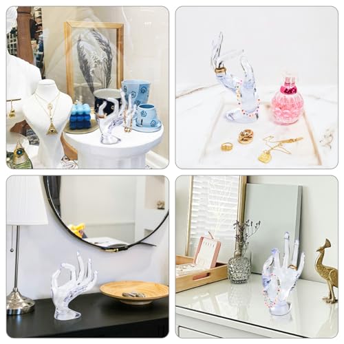 yuntop 1 Pack Hand Form Ring Holder Mannequin Hand Jewelry Organizer Stand Watch Stand Bracelet Ring Support Aesthetic Rack (Clear) - color: Clear