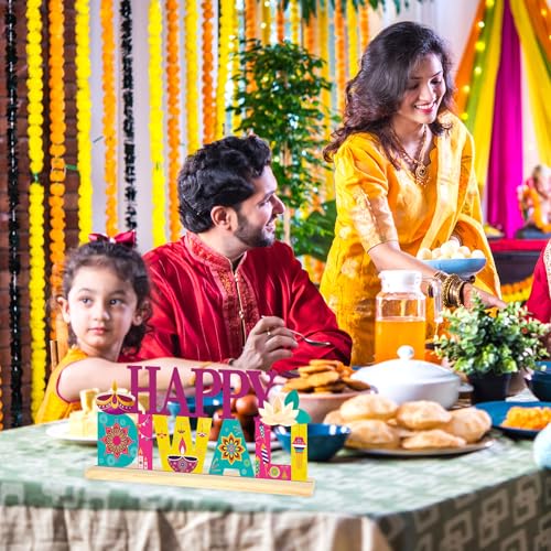 COCHIE Metal Happy Diwali Sign, Indian Festival of Light Table Centerpieces Decorations for Home, Office, Shelf, Mantel, Indoor, Traditional Party Supplies Decor (Diwali) - style: Diwali