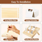 Blulu 31 Pack Wooden Earring Display Stand 7 Slots jewelry Display Holder with Earring Card for Selling Vendors Retail Show - color: Wood, White