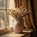 Ceramic Flower Vase Home Decor - 7.28Inch Farmhouse Rustic Vase,Double Handle Pottery Terracotta Vases for Living Room Dining Bedroom Table Decor Festive Decor Housewarming Gift