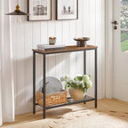 HOOBRO 29.5" Narrow Console Table, Small Entryway Table with Shelf, 2 Tier Thin Sofa Table, Behind Couch Table, Side Table, for Hallway, Living Room, Bedroom, Rustic Brown and Black BF74XG01 - color: Rustic Brown + Black