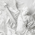 Design Toscano Michael the Archangel Slaying Demon Indoor/Outdoor Wall Frieze Sculpture, 22 inches wide, Cast Stone Resin, Antique Stone Finish