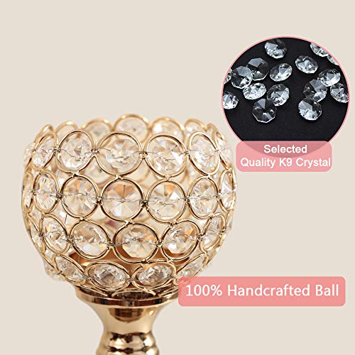 VINCIGANT Gold Crystal Candle Holders Set of 2,Pillar Candlesticks for Table Centerpieces, Valentine's Day Home Decor Wedding Party Housewarming Gift - size: 2 pcs 13" & 15" Tall