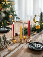 NUPTIO Candle Stick Candle Holder: Set of 4 Gold Candlestick Taper Holders - Brass Small Metal Candleholder for Fall Thanksgiving Christmas Fireplace Table Centerpiece - size: Style 2