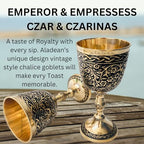 Vintage Chalice Medieval Goblet | 1x Solid Brass Red Wine Glass Cups of Royal King Arthur - Renaissance, Birthday Gifts Christmas Wedding Anniversary Novelty Ceremonial Drinkware (Czar Goblet) - style: Czar Goblet