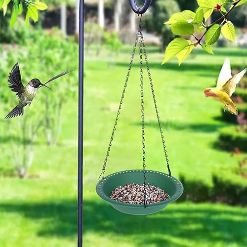 Hanging Bird Feeder Tray with Drainage Holes for Outside Fit Most Seed, Rugged Recycled Plastic Feeding Station, Great for Attracting Wild Birds (12 inch, Green) - color: Green, size: 12 inch