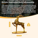 Solid Brass Deer Figurine with Auspicious Cloud Patterns, Retro Desktop Decor, Collectible Figurines, Handcrafted Art Deco Sculpture for Office Desk, Home Decor, Lucky Symbol Ornament - style: Lucky Cloud Deer