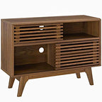 Modway Render Mid-Century Modern Two-Tier Display Stand in Walnut - color: Walnut