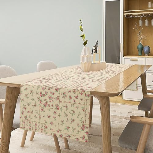 Floral Table Runner, Watercolor Rose Flower Kitchen Table Decoration Vintage Spring Home Tablecloth for Birthday Party Picnic Decoration 13x36 Inch 1PCS - color: Flower-11, size: W13x36L
