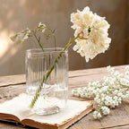 Clear Glass Vase for Flowers, U Shaped Ribbed Flower Vase for Centerpieces, Bouquet, Home Deco Vases 7.28 Inch, Modern Boho Glass Vases for Living Room, Bedroom, Wedding, Housewarming Gift - color: Clear