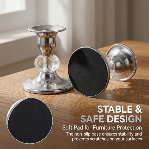 Candlestick Holders Taper Candle Holders, Candle Stick Candle Holder for Table Centerpiece, Wedding Reception, Festive Christmas Mantel Decoration or Home Decor (Silver, 3 Sets(6 Pcs)) - color: Silver, size: 3 Sets(6 Pcs)