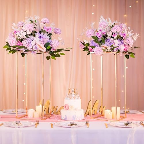 Gold Flower Stand for Table: 23.6” Tall Centerpiece Stand for Wedding Table Reception Floral Center Pieces with Home Decoration Party Event 2 PCS - size: 23.6 INCH-2PCS