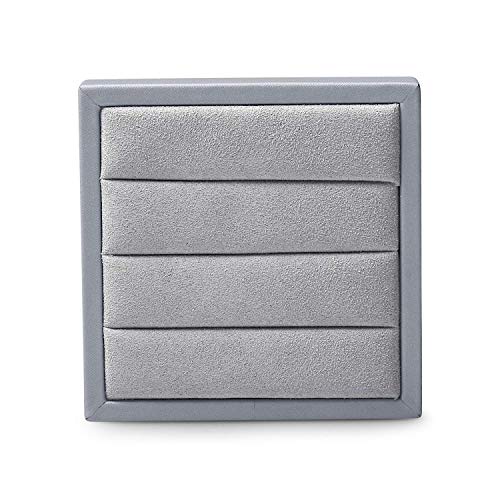 Oirlv Premium Leather Ring Display Stand Small Ring Tray Showcase Jewelry Display Jewelry Holder Home Organizer(Light Grey) - color: Light Grey