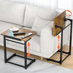 Tv Tray Table Set of 2, 8-Level Adjustable Height Couch Side Table，90° Tilt Angle Adjustments C-Shaped End Table, with Phone & Tablet Slot Sofa Computer Desk for Couch, Sofa, Bed, Chair, Living Room - size: 2 pcs