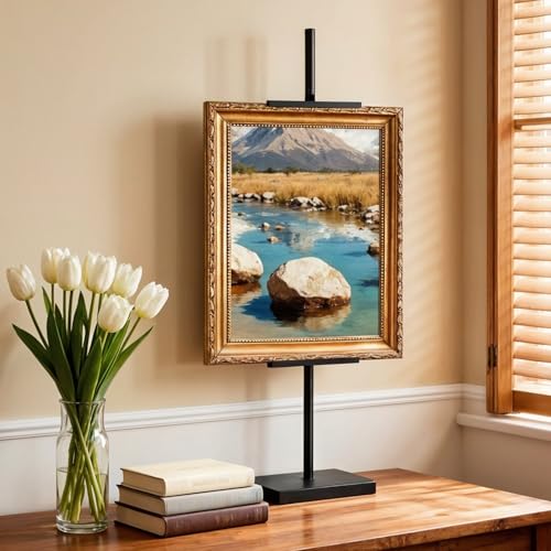 Adjustable Tabletop Stand for Frames, Stand Table Easels for Display Up to 28" H, Metal Picture Frame Holder Stands for Photo Picture Frame Artwork(Black)