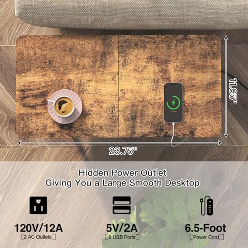 SOOWERY End Table with Charging Station, Narrow Side Table with Flip Top Cabinet and Fabric Drawer, Nightstand Bedside Tables for Small Spaces, Bedroom, Living Room, Rustic Brown - color: Rustic Brown