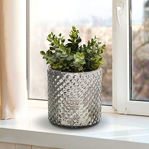 Serene Spaces Living Antique Silver Hobnail Vase, Medium - Beautiful Mercury Glass in a Vase, Use for Weddings, Parties, Events, Home Decor, 5" in Diameter & 5" Tall (Pack of 1)