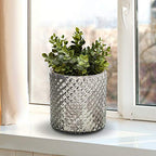 Serene Spaces Living Antique Silver Hobnail Vase, Medium - Beautiful Mercury Glass in a Vase, Use for Weddings, Parties, Events, Home Decor, 5" in Diameter & 5" Tall (Pack of 1)