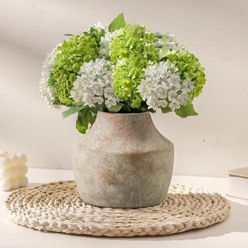 Mitt&Ditt Ceramic Flower Vase, 5.3 inch Pottery Farmhouse Rustic Vase, Handcrafted Weathered Vases, Small Flower Terracotta Vases for Home Decor, Living Room, Table, Shelf, Mantel, Neutral - color: B-5.3"h-terracotta