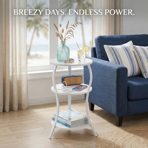 Small Round Side Table with Charging Station, 3-Tier Waist Circular End Table with Storage Shelf, Compact Tea Sofa Side Table Small Spaces, Round Corner Coffee Table for Living Room Bedroon,White - color: White, style: USB Charger