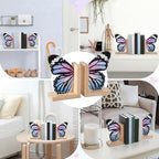 Decorative Butterfly Bookends Wooden Acrylic Butterflys Bookend Modern Bookshelf Decor Accent Book Stopper Decor for Home Farmhouse Shelves Office Lover Gift(Pale Blue Swallowtail Butterfly) - style: Pale Blue Swallowtail Butterfly