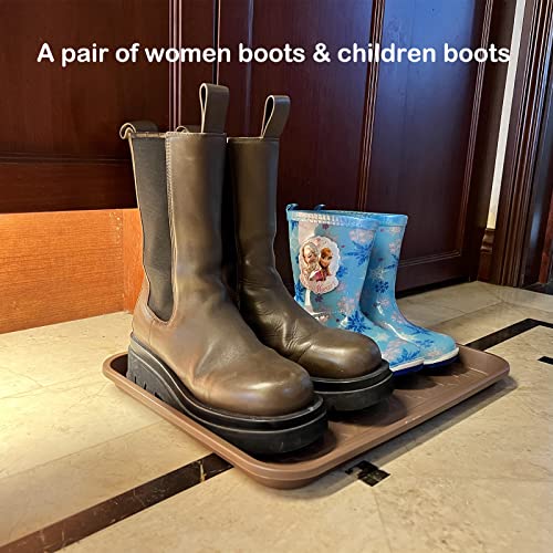WATANIYA PET Boot Tray for Entryway Indoor, Heavy Duty Shoe Mat Tray 2 Packs, 16.7"x12.8" Waterproof Shoe Trays with Raised Edge, Outdoor Multi-Purpose Mat for Boots, Garden, Pet - color: Brown, size: (2Pack) 16.7''x 12.8''