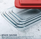 8-Piece Deep Glass Baking Dish Set with Plastic lids,Rectangular Glass Bakeware Set with Lids, Baking Pans for Lasagna, Leftovers, Cooking, Kitchen, Freezer-to-Oven and Dishwasher, Red - color: Red
