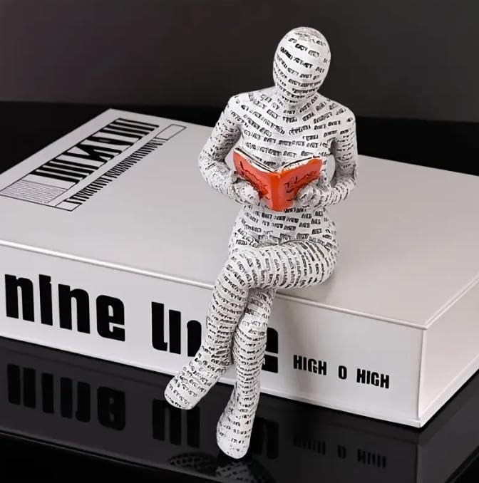 Pulp Reading Women Figurine, Reading Statues for Home Decor, Thinker Statue Decor Modern Figurines Abstract Sculpture for Home Decoration Living Room Office Bookshelf Shelf Table (B) - style: B