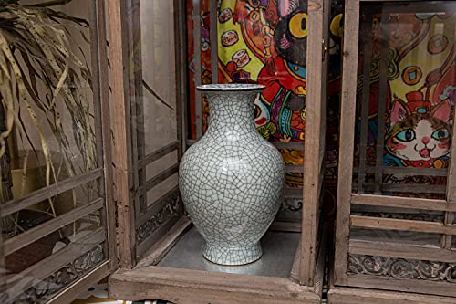 Chinese Ceramic Art Handmade Antique ice Crack Glaze vases Big China Porcelain Flower Bottle Vase Mild Mint Green - color: Mild Mint Green