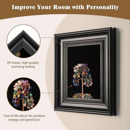 FOLKOR LIFE Vintage Wall Art Decor, Framed Wall Sculptures Art with Embossed Crystal Tree for Home Decor, Living Room Décor, Housewarming Gifts for New Home, 13 * 13" - color: Black-Crystal Tree