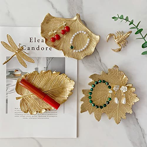 Jewelry Dish, Resin Small Leaf Shaped Ring Holder Jewelry Organizer, Trinket Dish Mini Tray for Christmas Birthday Wedding Gifts - color: Maple