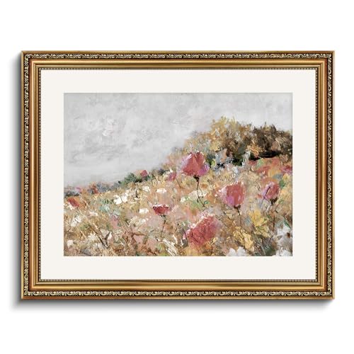 VIYYIEA Gold Framed Wall Art Canvas Print Home Decor Flower Art Vintage Botanical Print Rustic Farmhouse Wall Decor Mid Century Modern Art Coastal Print Floral Room Decor Wall Pictures Bedroom 16x20in - color: Blossom, size: 20"L x 16"W