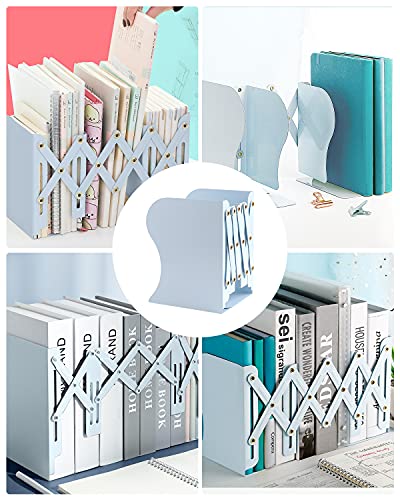 MSDADA Adjustable Bookends, Bookends for Heavy Book, Expandable Book Organizer for Office, School, Libraries, Extends up to 19 inches (Light Blue) - color: Light Blue