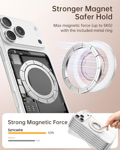 SYNCWIRE Magnetic Phone Ring Holder for MagSafe, 360° Rotation Cell Phone Grip Stand Finger Ring Kickstand Two-Sided Magnet Compatible with iPhone 17 Pro Max 16 15 14 13 12 MagSafe Accessories - color: Single Ring-1PCS-Pearl Gold