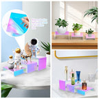 12 PCs Iridscent Risers Display Stands 3 Tiers Desktop Acrylic Shelves Small Cake Dessert Holder Products Stand for Collectibles Shoes Jewels Pop Figure (Iridescent2) - color: Iridescent2