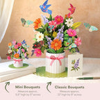 Freshcut Paper Pop Up Cards, Mini Enchanted Garden, 6 Inch Life Sized Forever Flower Bouquet 3D Popup Greeting Card, Birthday Cards, Thank You Card, Blank Notecard & Envelope - color: Enchanted Garden, size: Mini