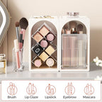 INVSSENE Stackable Makeup Organizer Countertop, Storage Perfume Skincare Cosmetic Lipstick Face Mask Makeup Brush Palettes, Ideal for Vanity Bathroom Counter - color: 3513 White+Clear